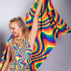 Freedom Rave Wear Unisex LGBTQ+ Pride Rainbow Festival Pashmina Scarf